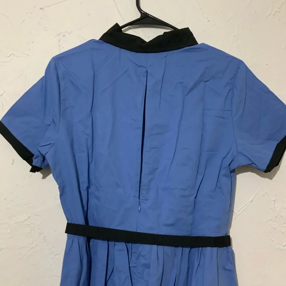 Vintage-Inspired Blue Fit & Flare Dress | Knee-Length | Retro Style Sz 12